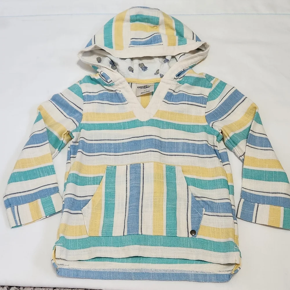 OshKosh B’gosh Genuine Kids 3T Striped Hooded Beach Baja Pullover